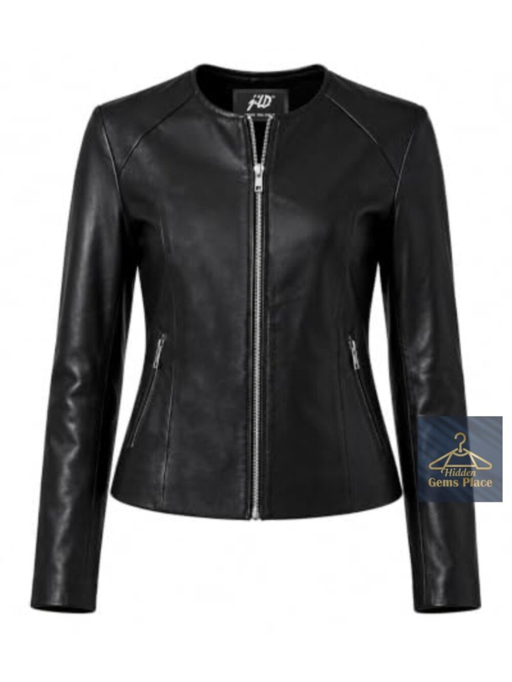Women's Slim Fit Lambskin Leather Jacket - Lightweight Collarless